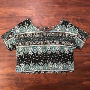 Patterned Crop Top With Tie Back Size S